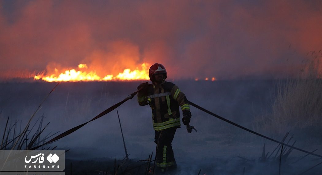 Lightning sets fire to Meighan wetland in central Iran